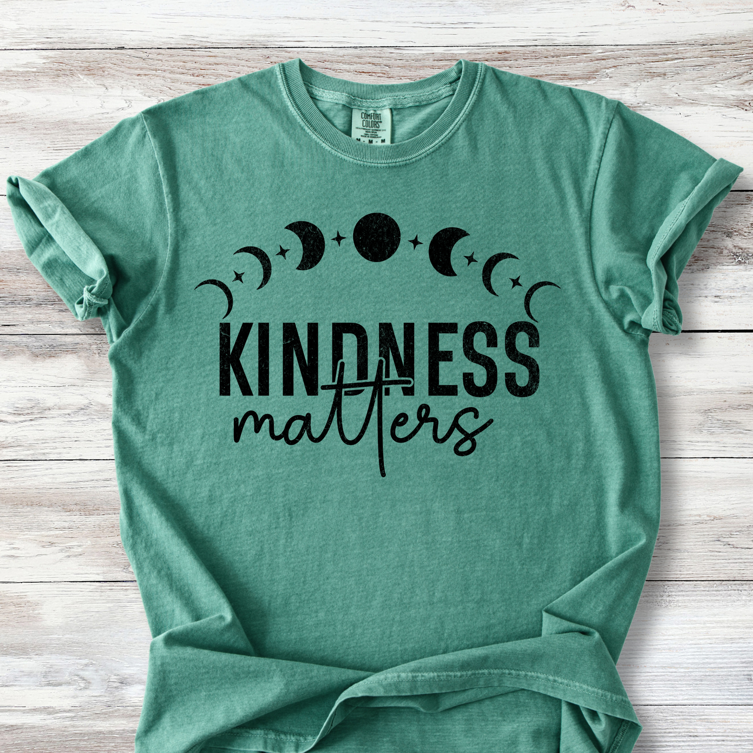 Kindness Matters T-Shirt, Moon Phases Celestial Design, Witchy Positivity Tee
