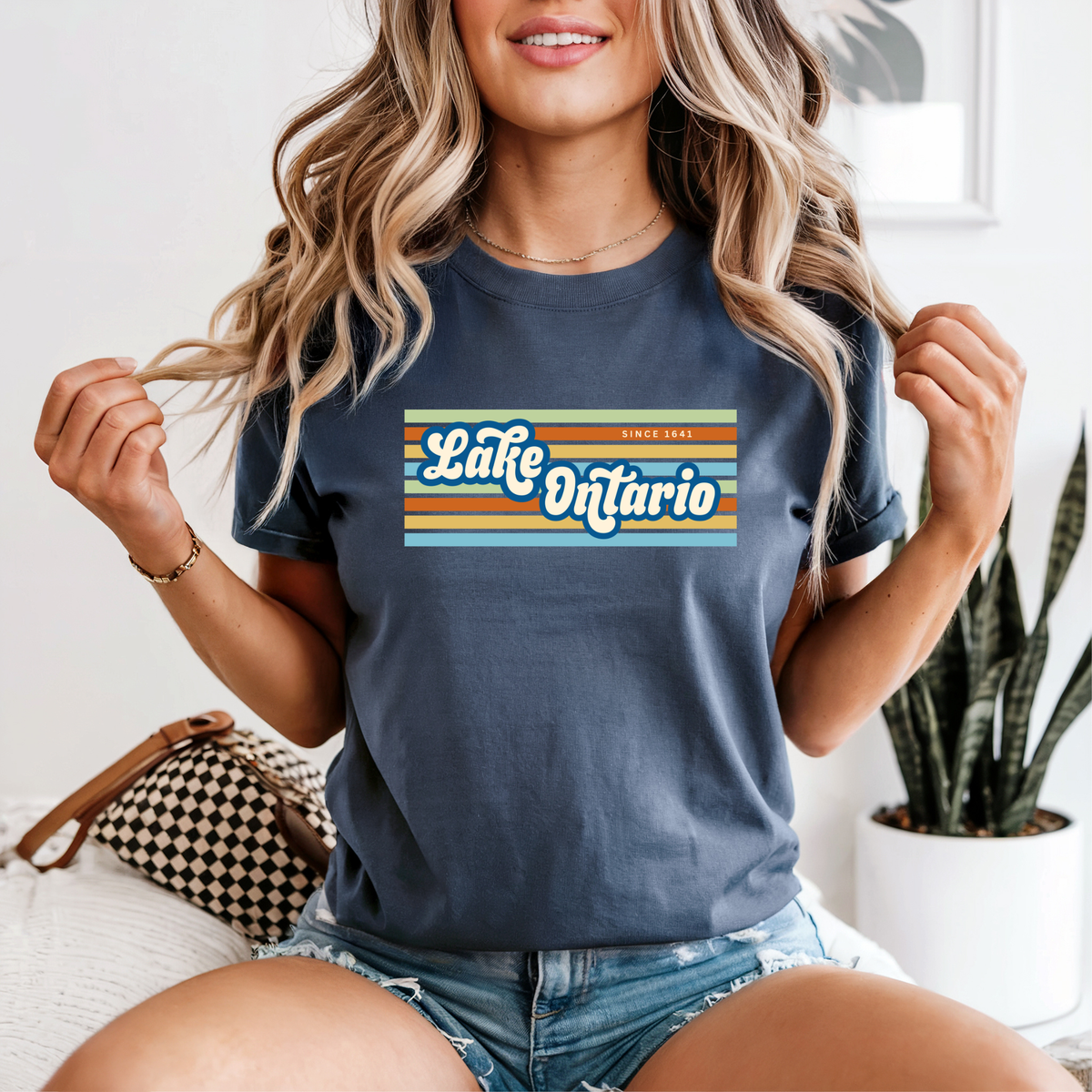Lake Ontario Since 1641 Retro Striped T-Shirt