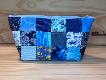 Scrappy patchwork zippered back -  large blue