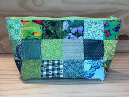 Scrappy patchwork zippered back -  large green