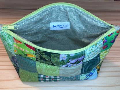 Scrappy patchwork zippered back -  large green