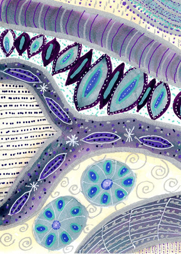 Lavender Garden Paths Abstract Original Watercolor I