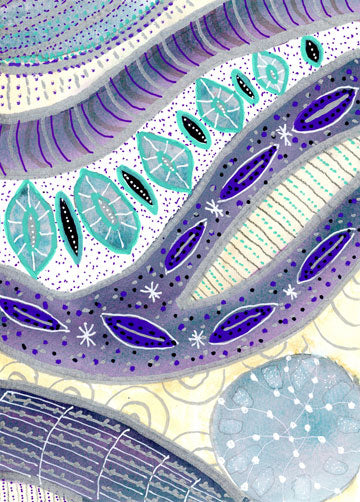 Lavender Garden Paths Abstract Original Watercolor II