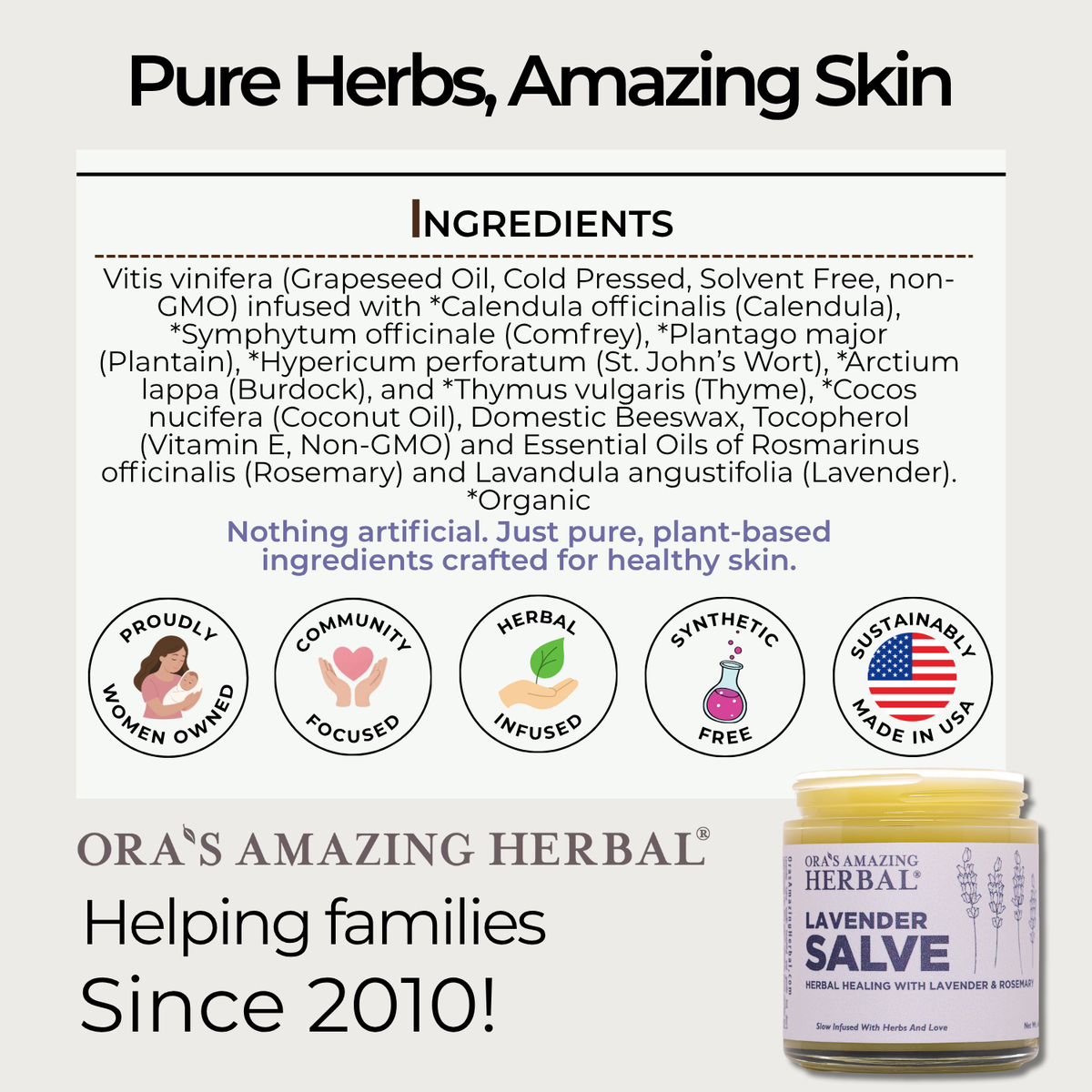 Lavender Salve 4oz Informative Ingredient Tile
