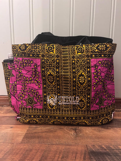 Handmade Reversible West African Fabric Cloth Tote Carrying Bag