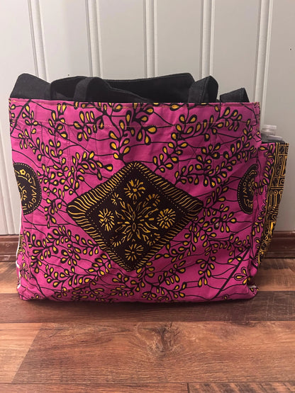 Handmade Reversible West African Fabric Cloth Tote Carrying Bag