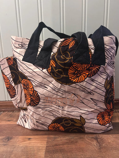 Handmade Reversible West African Fabric Cloth Tote Carrying Bag