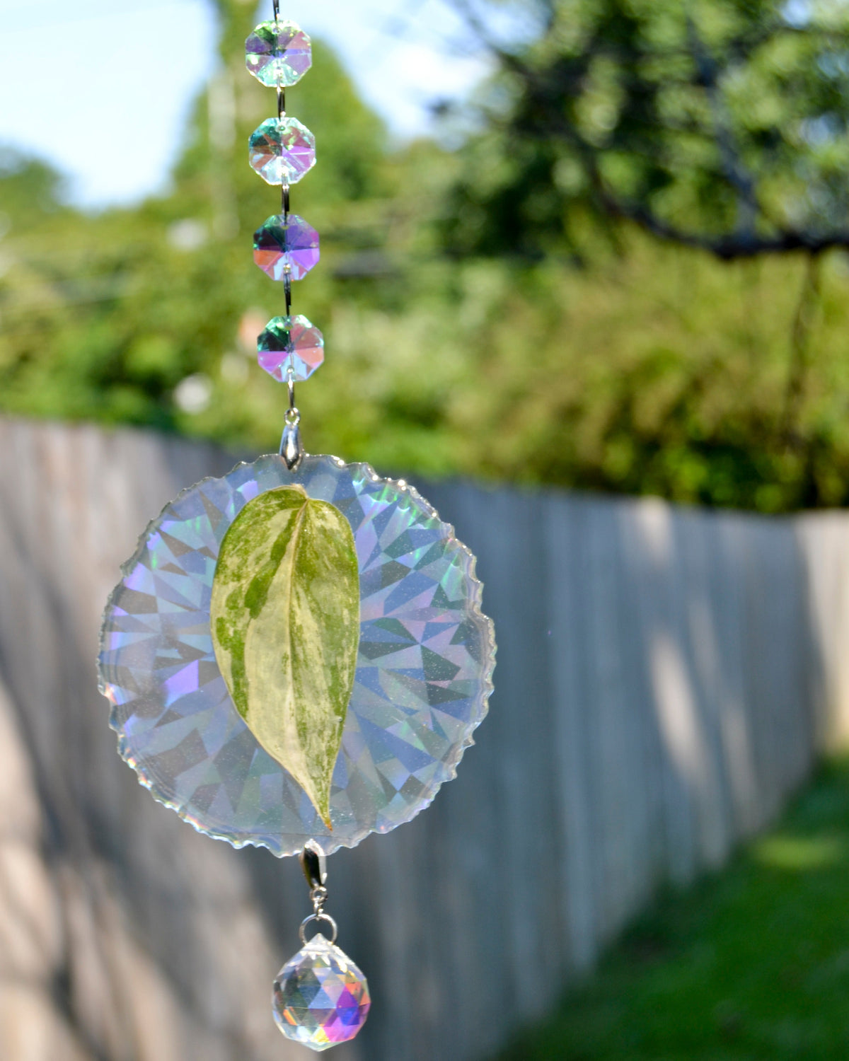 Leaf Suncatcher - Holo S. White Diamond 