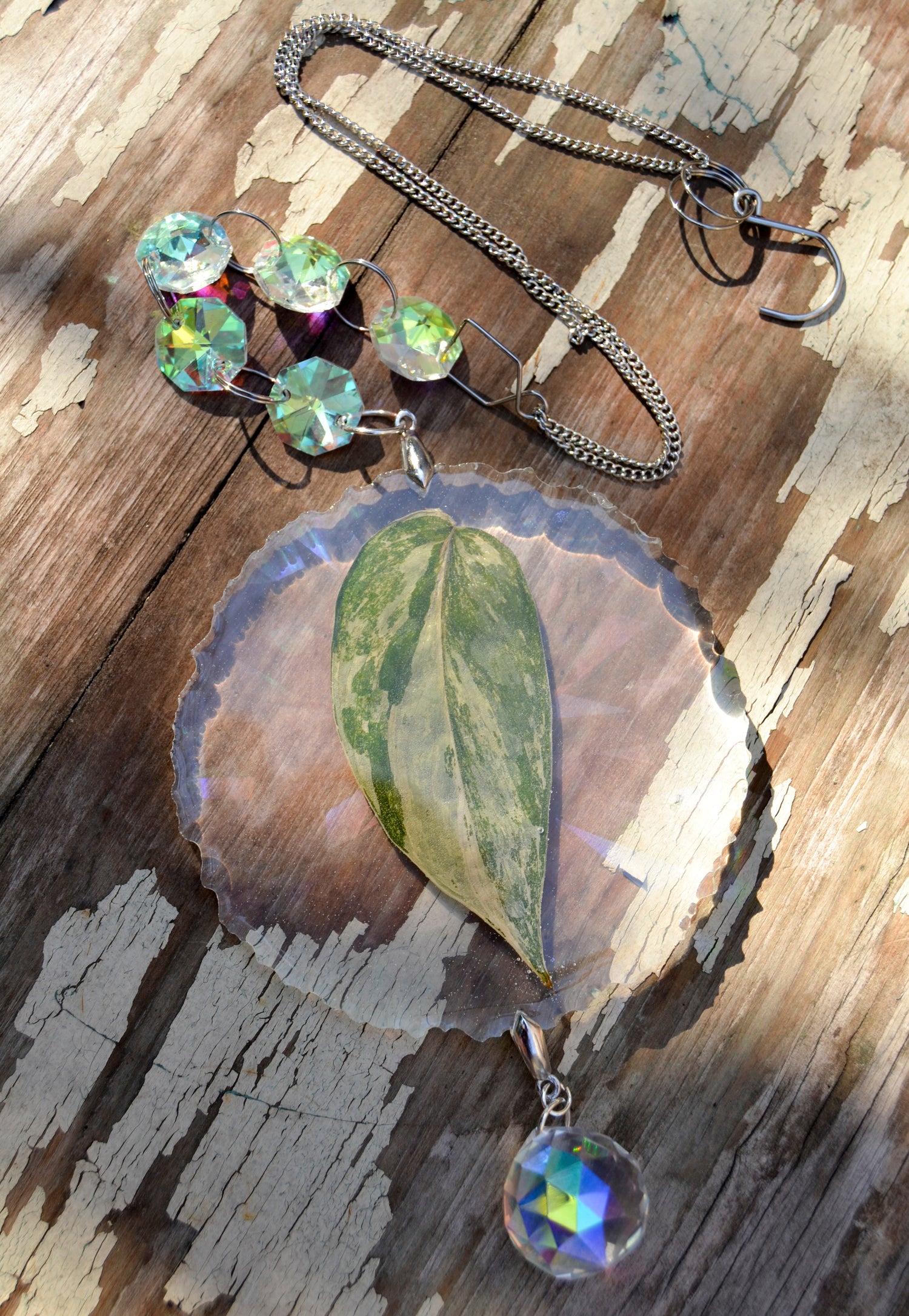Leaf Suncatcher - Holo S. White Diamond 