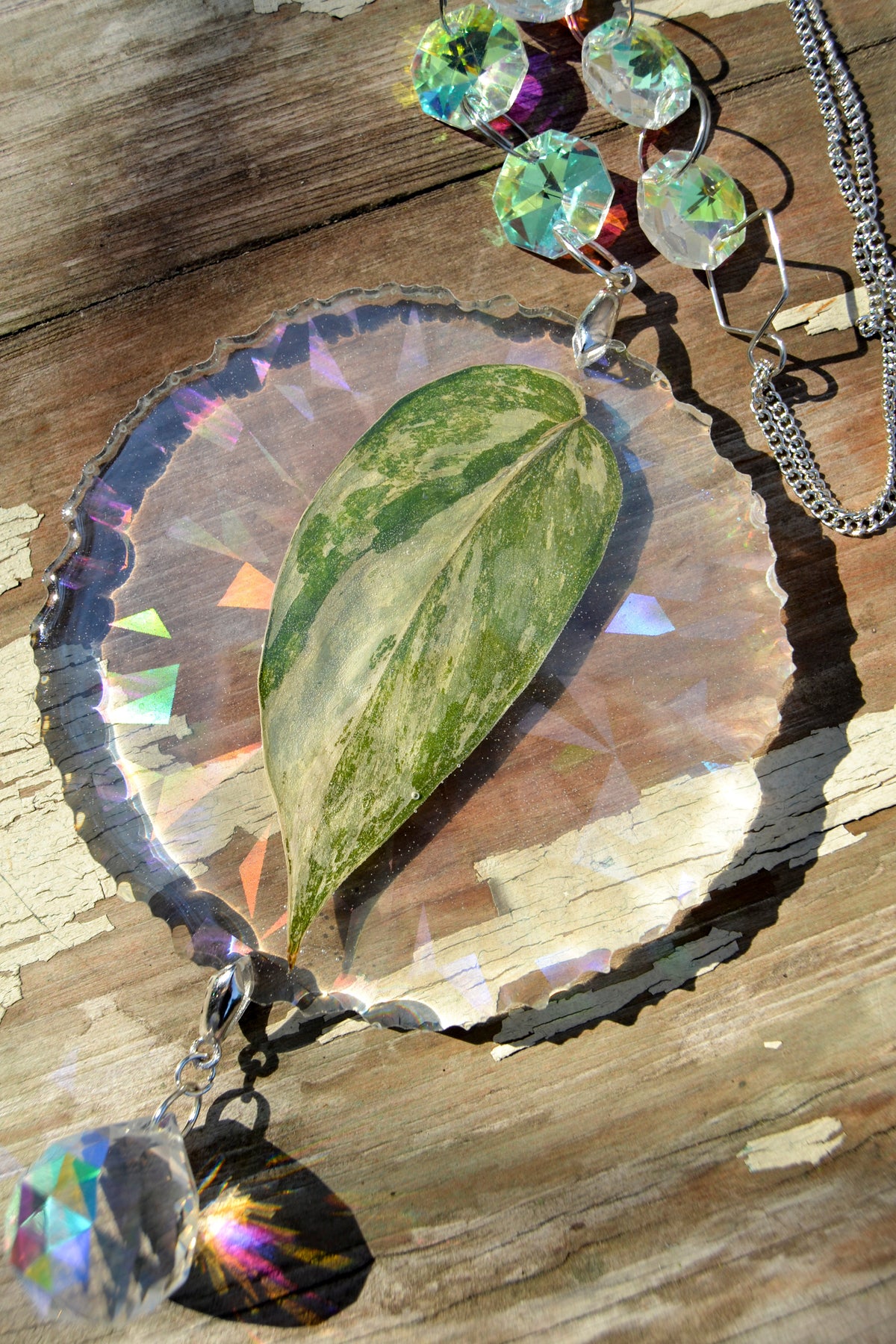 Leaf Suncatcher - Holo S. White Diamond 