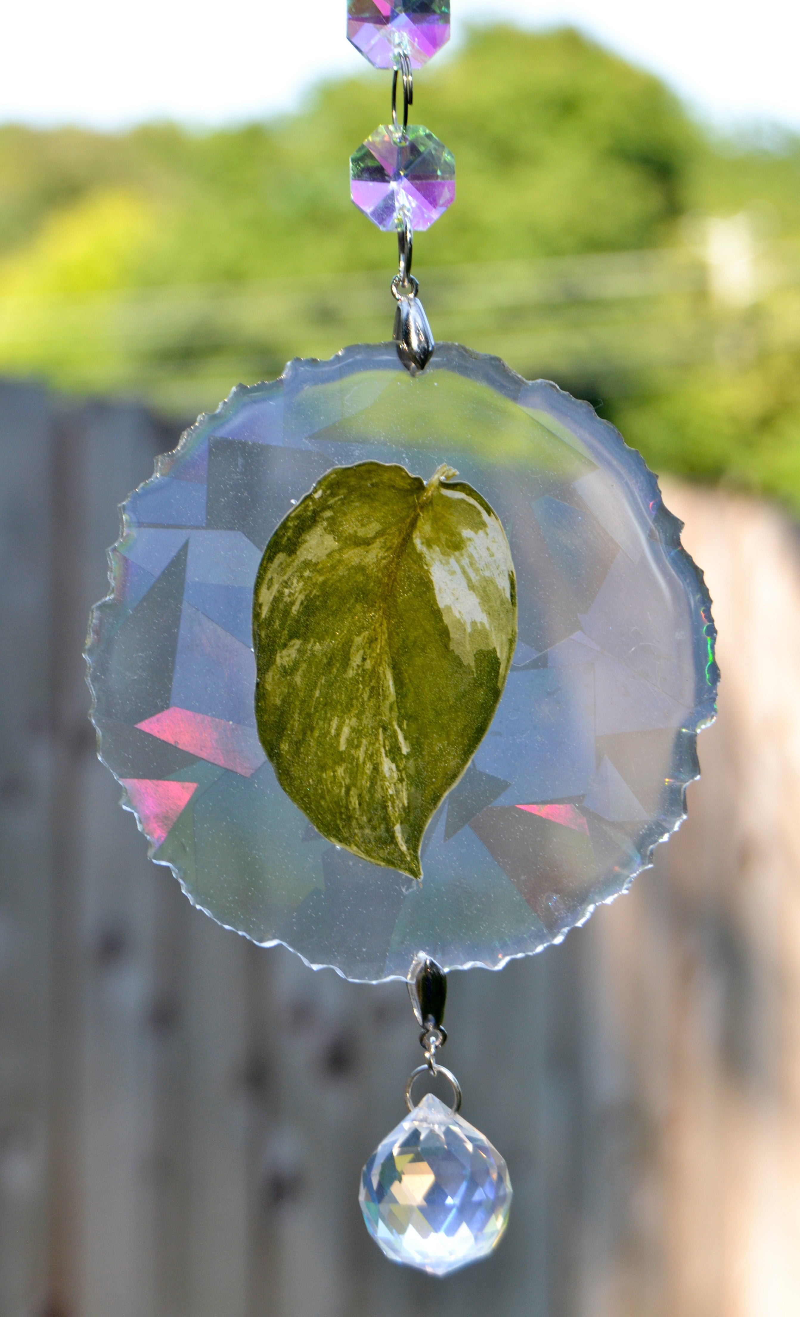 Leaf Suncatcher - Holo S. White Diamond 