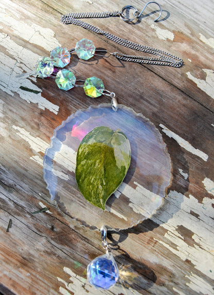 Leaf Suncatcher - Holo S. White Diamond 
