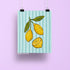 Lemons art print, mediterranean aesthetic decor