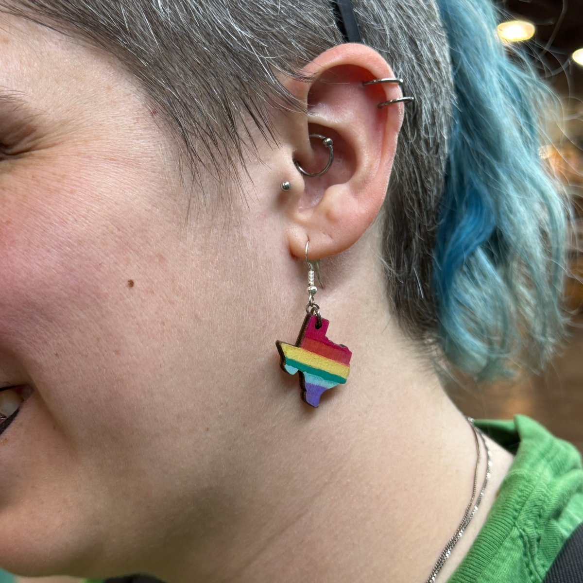 LGBTQIA+ Texas Pride Wooden Dangle Earrings - Cate&