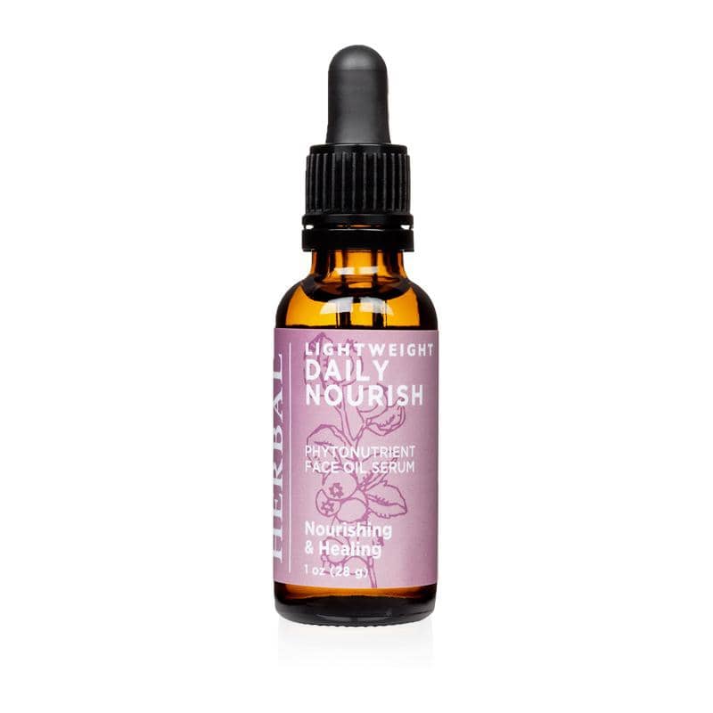 Lightweight Daily Nourish Face Oil Serum White Background 1oz Bottle