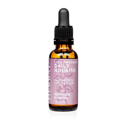 Lightweight Daily Nourish Face Oil Serum White Background 1oz Bottle