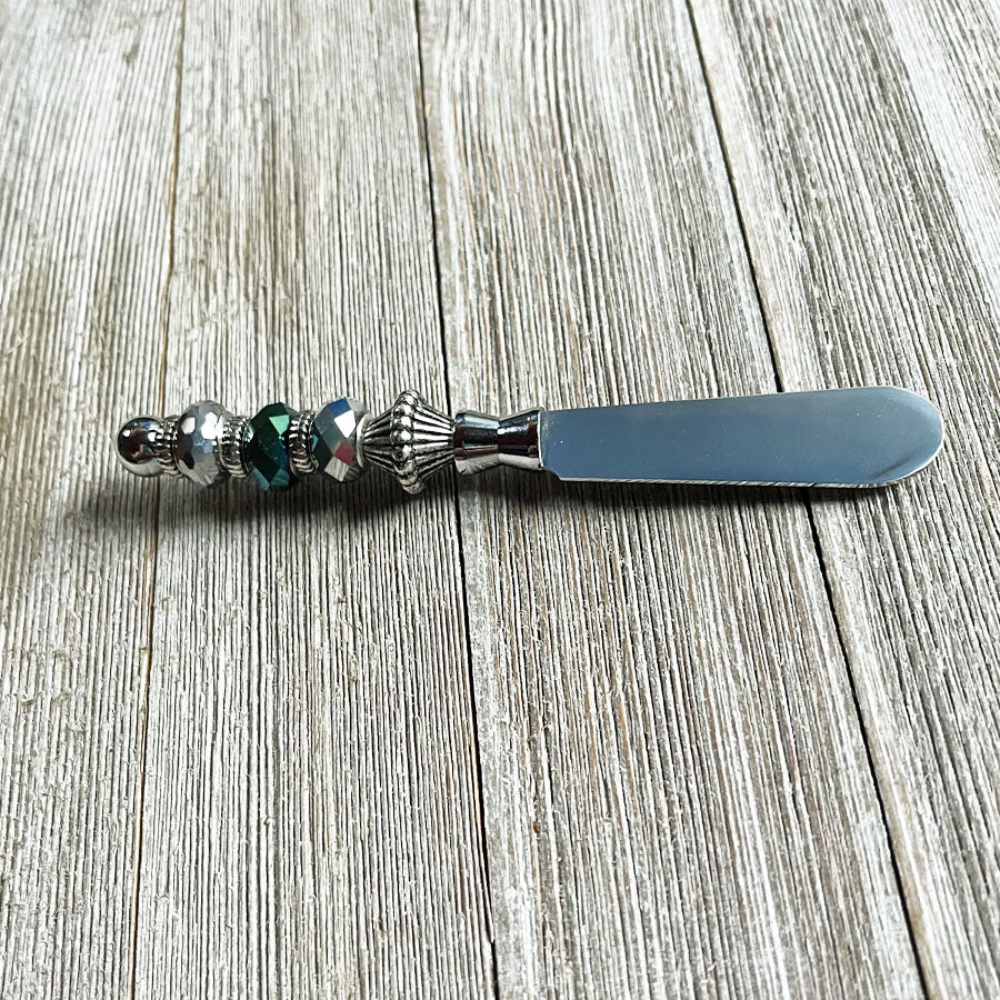 Dip Spreader Canapé Knife - Beaded Handle Charcuterie Knife with elegant design for serving dips and cheese.