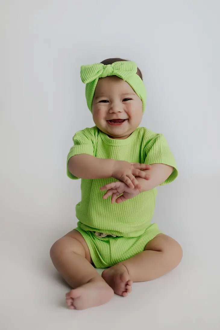 3 Piece Summer Waffle Set - LIME GREEN