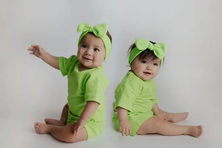 3 Piece Summer Waffle Set - LIME GREEN