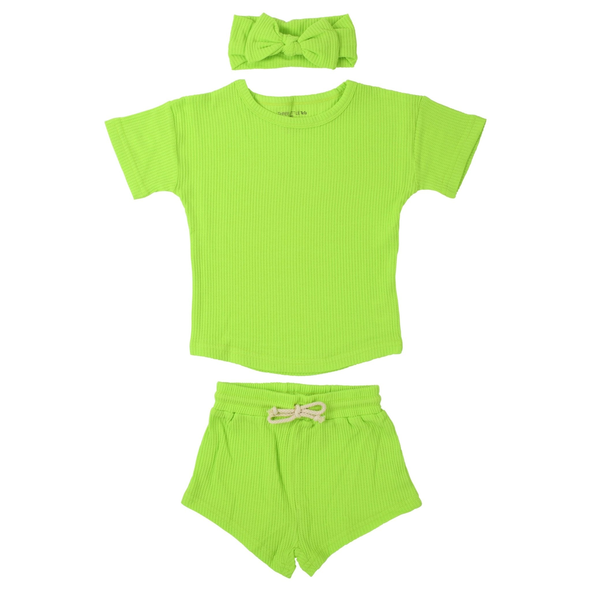 3 Piece Summer Waffle Set - LIME GREEN