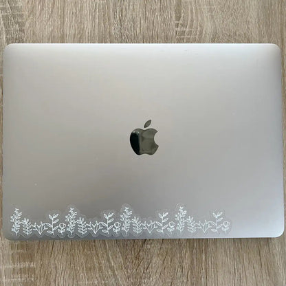 White botanical line art wraparound sticker