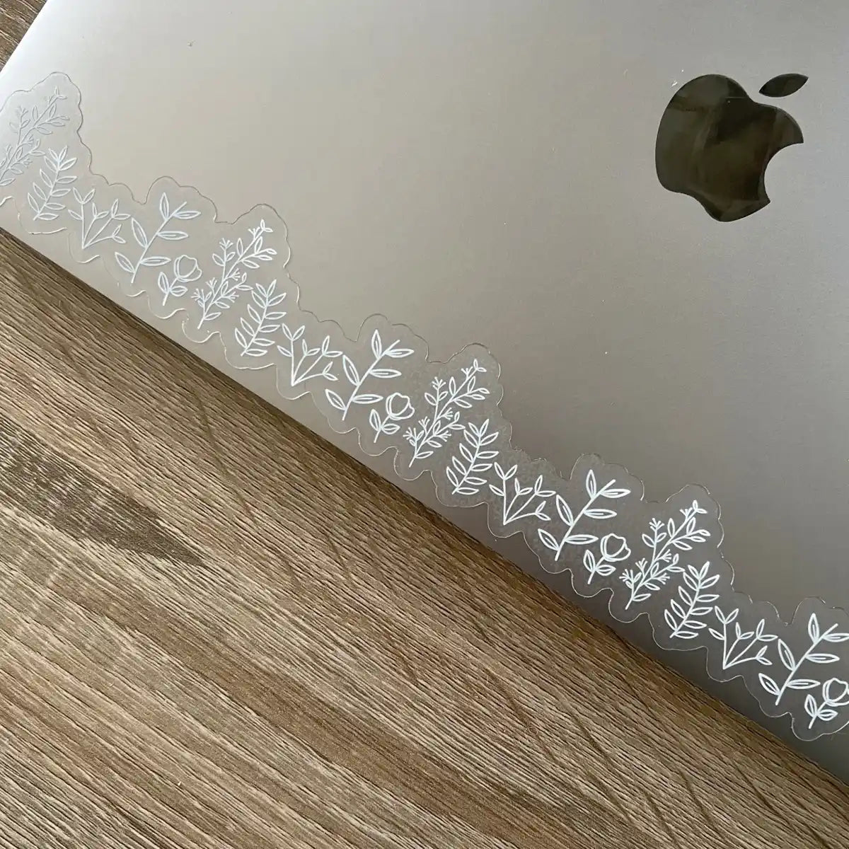 White botanical line art wraparound sticker