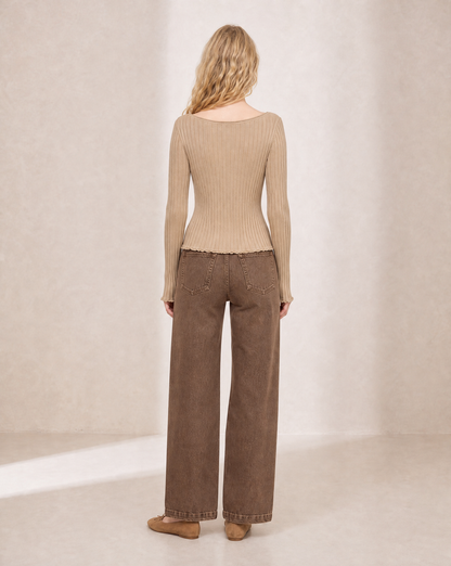 The Ribbed Boat Neck Top