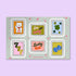 Lucky Sticker Sheet — 6 hand drawn lucky symbol stickers in stamp shapes on 4x6 in vinyl sheet by MangoIllustrated