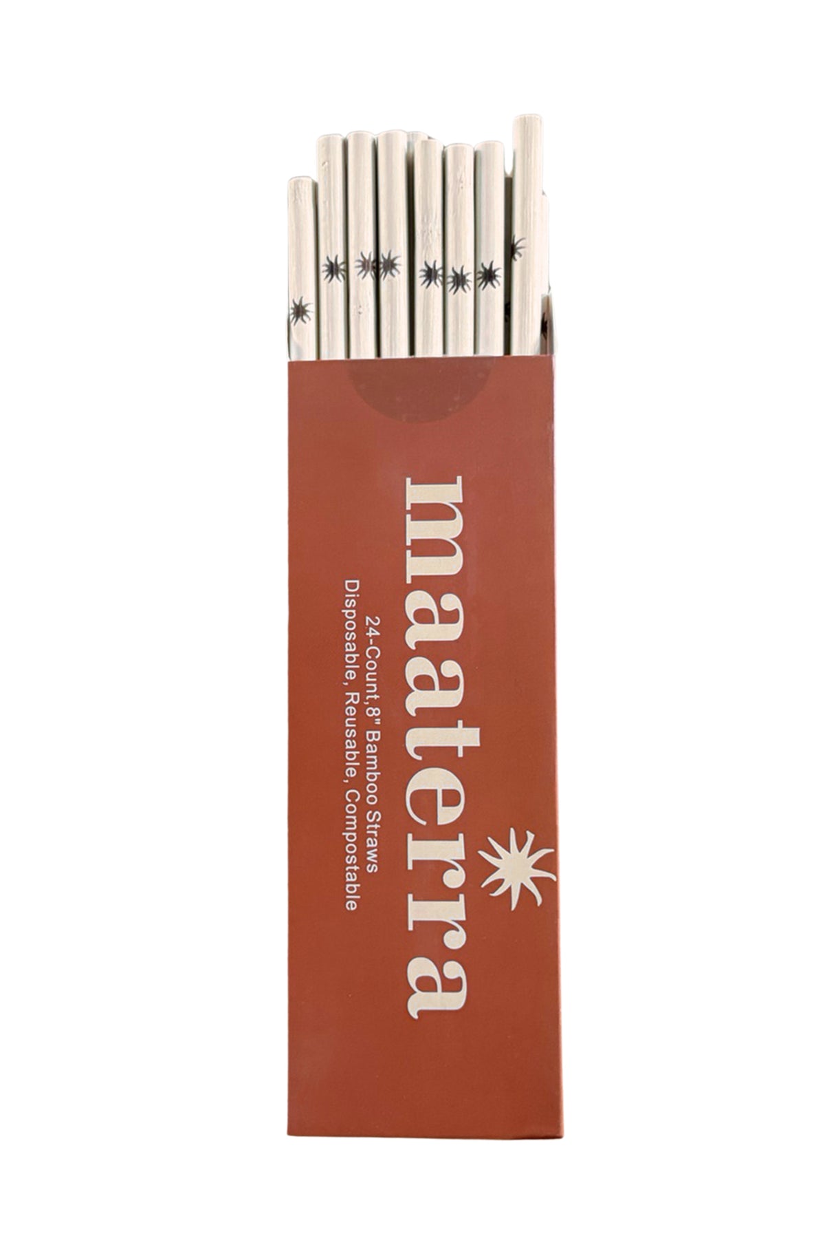 Set of bamboo straws in a brown case with &