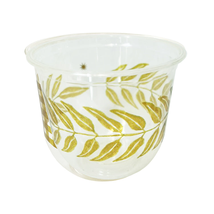maaterra compostable cold beverage cup with honey leaves design