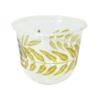 maaterra compostable cold beverage cup with honey leaves design