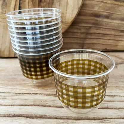 maaterra compostable cold beverage cup with moss gingham design