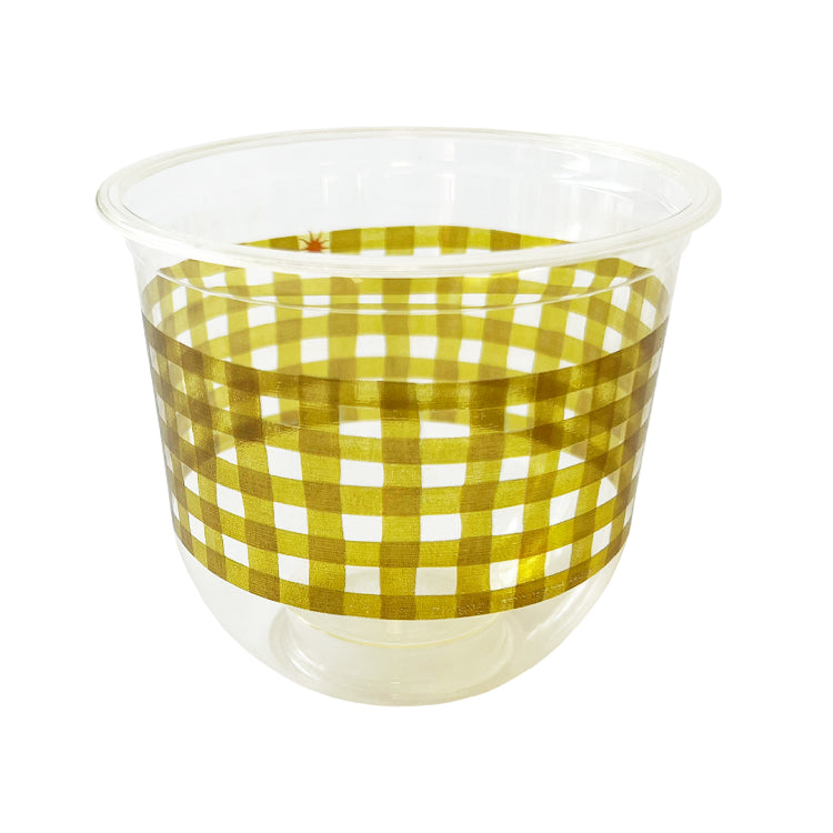 maaterra compostable cold beverage cup with moss gingham design
