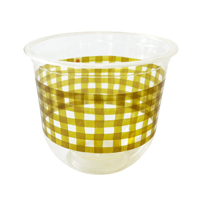 maaterra compostable cold beverage cup with moss gingham design