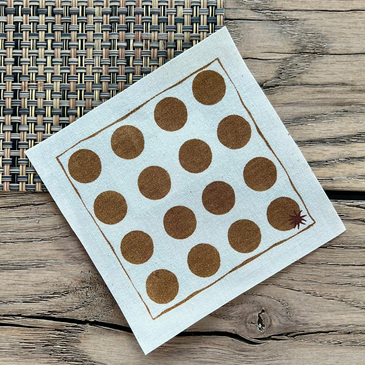 maaterra compostable cotton cocktail napkin with Dots design