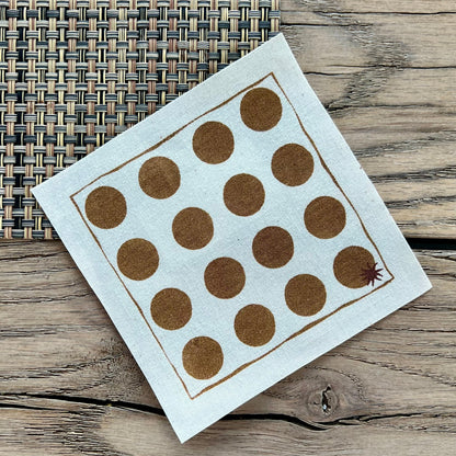 maaterra compostable cotton cocktail napkin with Dots design