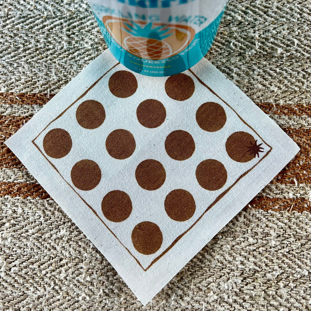 maaterra compostable cotton cocktail napkin with Dots design