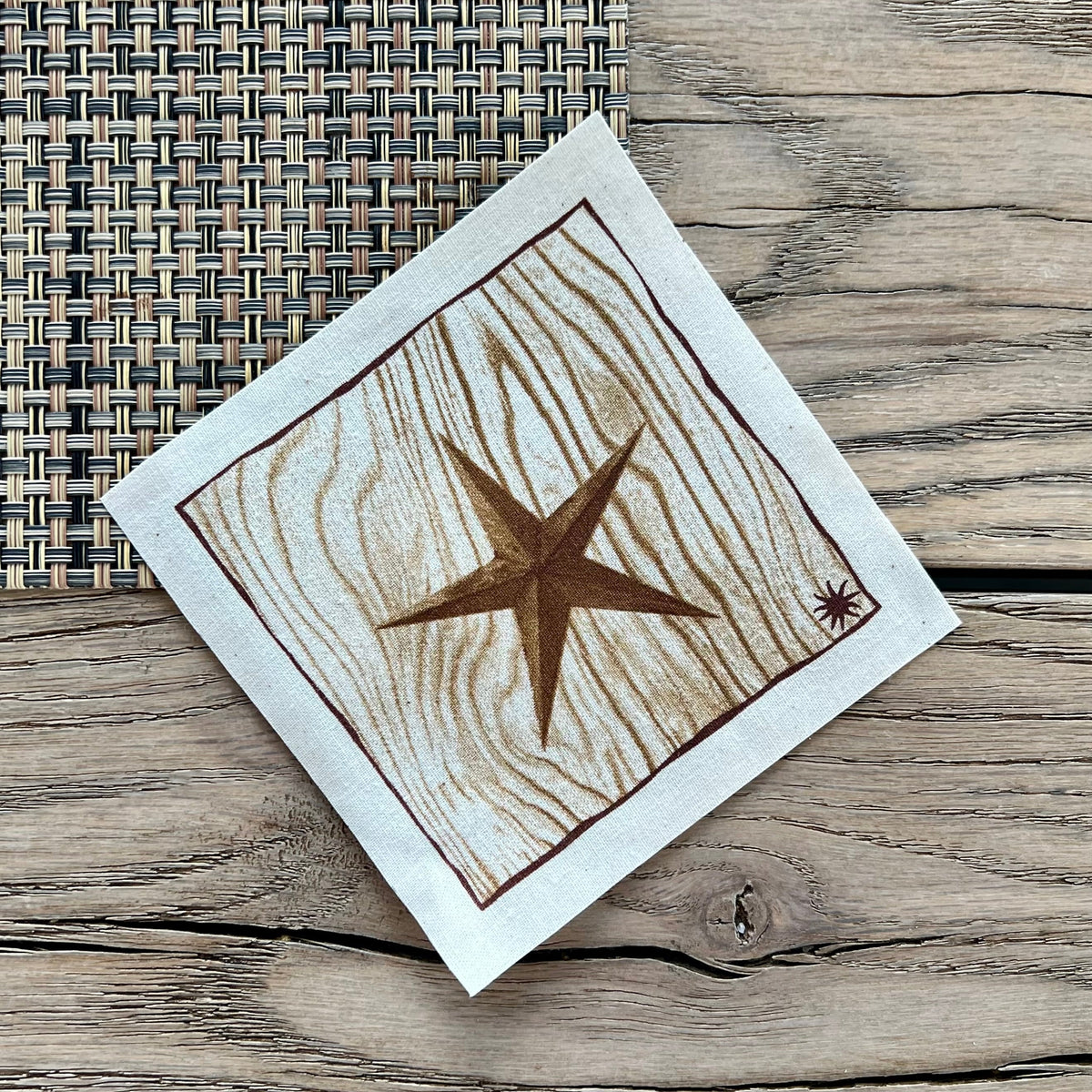 maaterra compostable cotton cocktail napkin with Treasured Star design