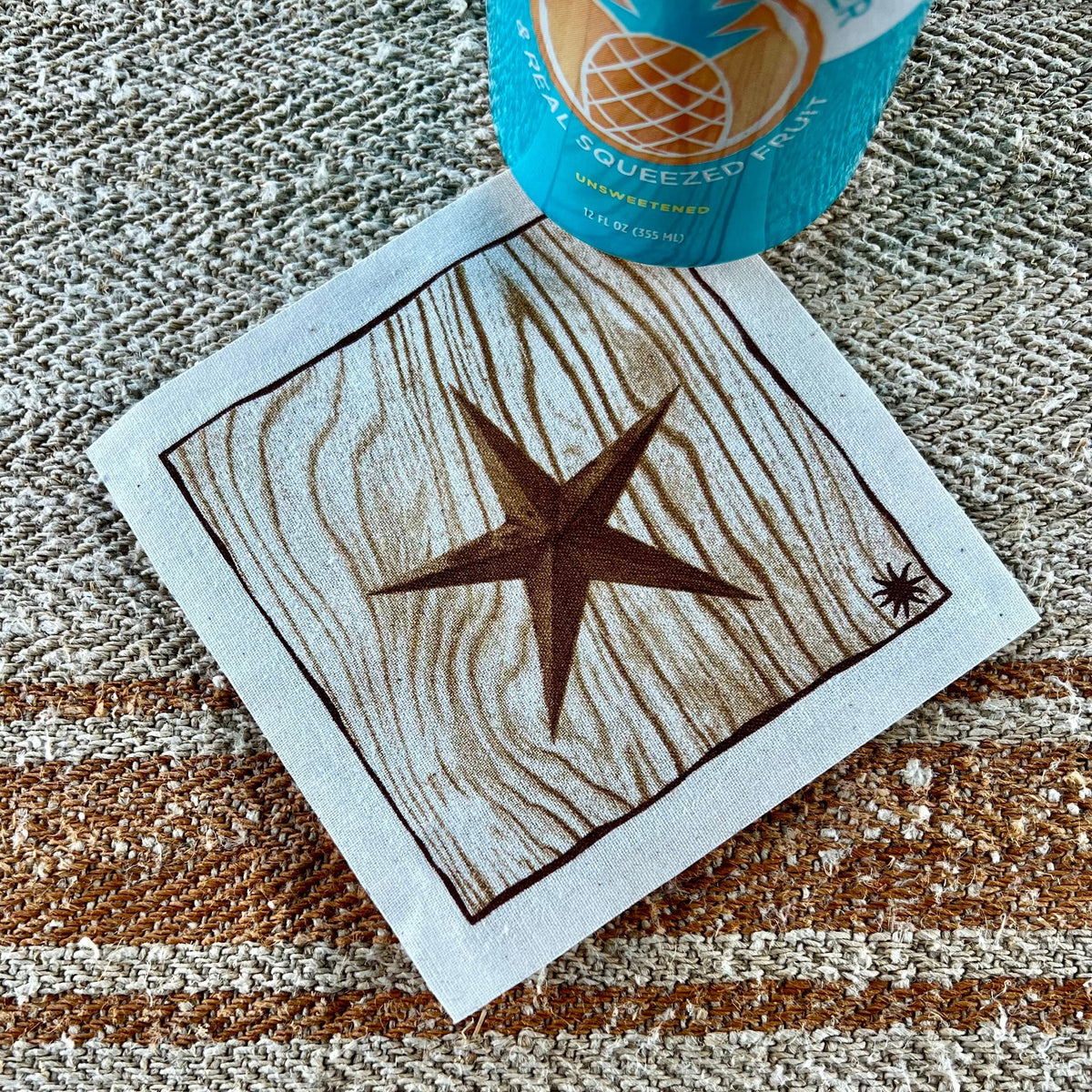 maaterra compostable cotton cocktail napkin with Treasured Star design