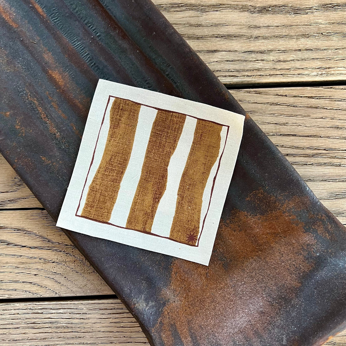 maaterra compostable cotton cocktail napkin with Wide Stripe design