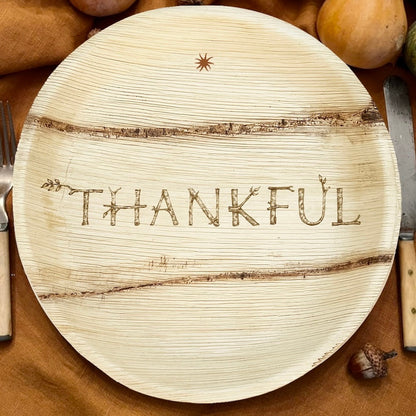 Compostable Dinner Plates | Fall/Thanksgiving/Holiday Table Decor | 8-Count Pack | THANKFUL Design