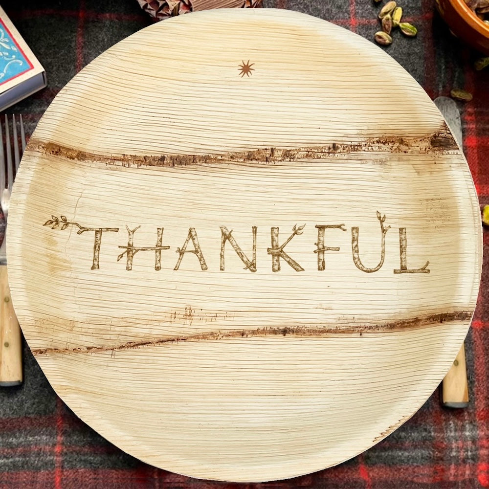 Compostable Dinner Plates | Fall/Thanksgiving/Holiday Table Decor | 8-Count Pack | THANKFUL Design