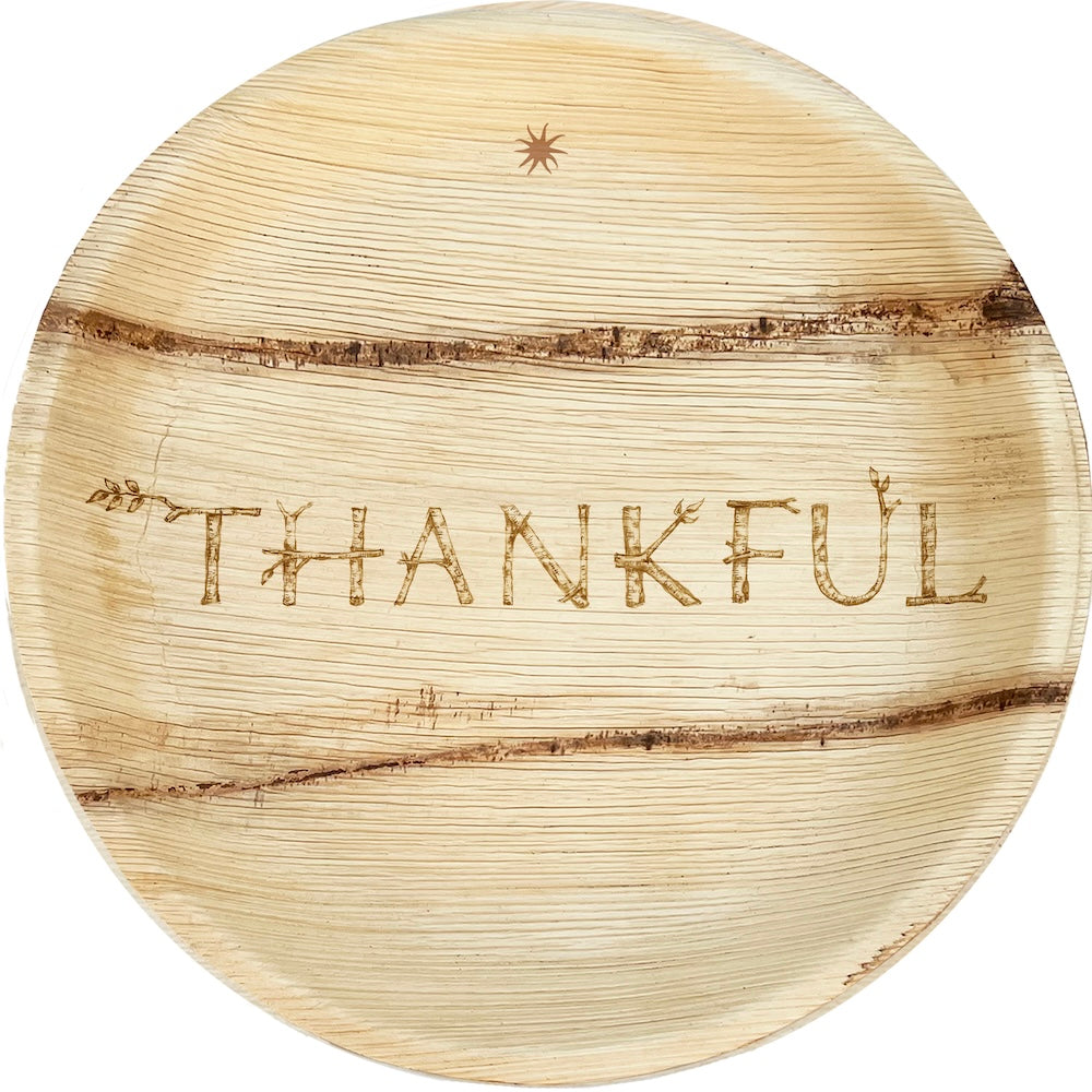 Compostable Dinner Plates | Fall/Thanksgiving/Holiday Table Decor | 8-Count Pack | THANKFUL Design