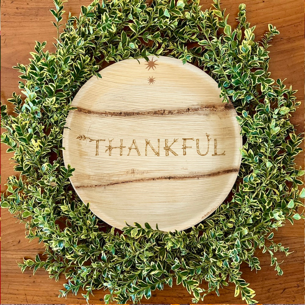 Compostable Dinner Plates | Fall/Thanksgiving/Holiday Table Decor | 8-Count Pack | THANKFUL Design