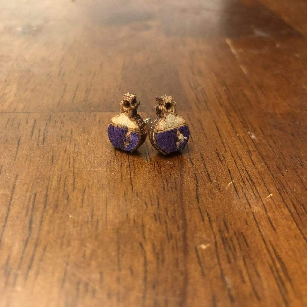 Mad Scientist Potion Bottle Dangle Earrings - Purple Stud - Cate&
