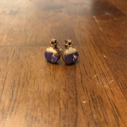 Mad Scientist Potion Bottle Dangle Earrings - Purple Stud - Cate&