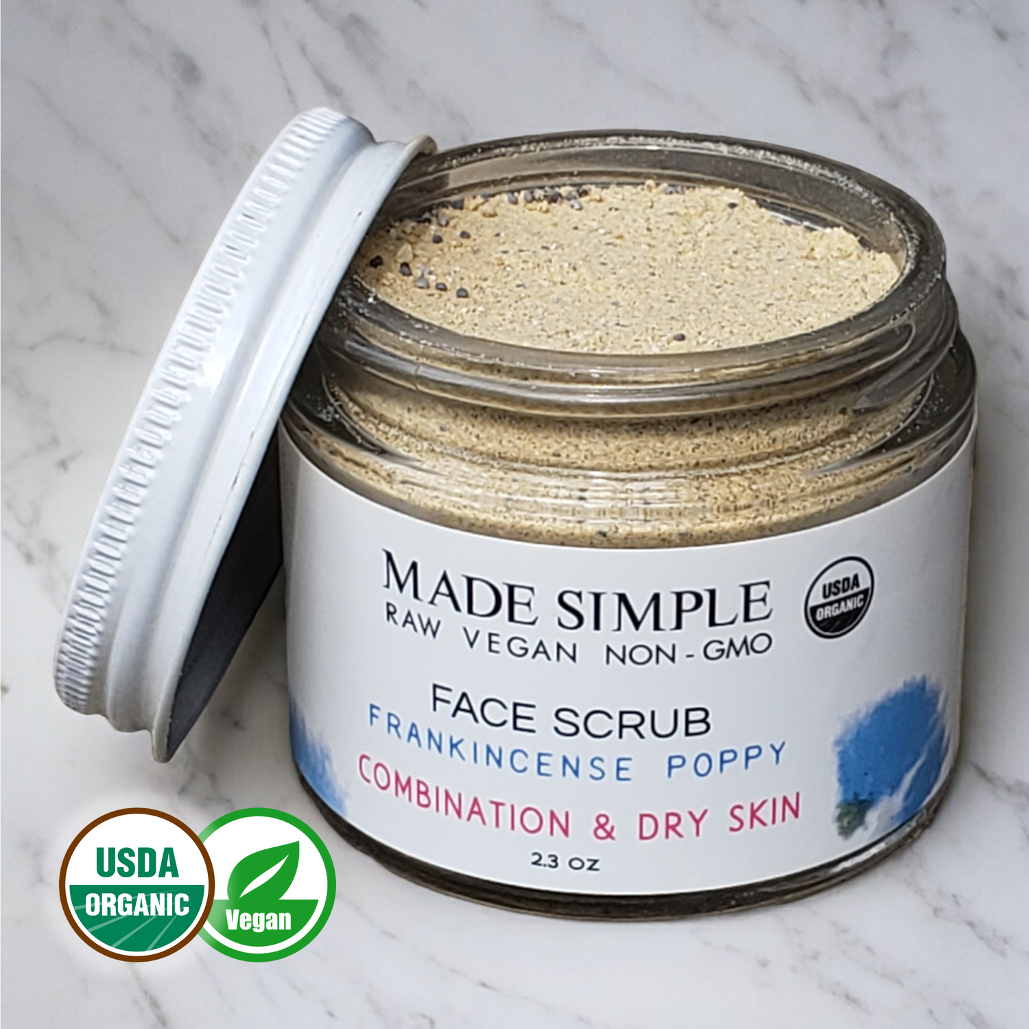 FACE SCRUB - Frankincense Poppy Seed for Combination/Dry Skin