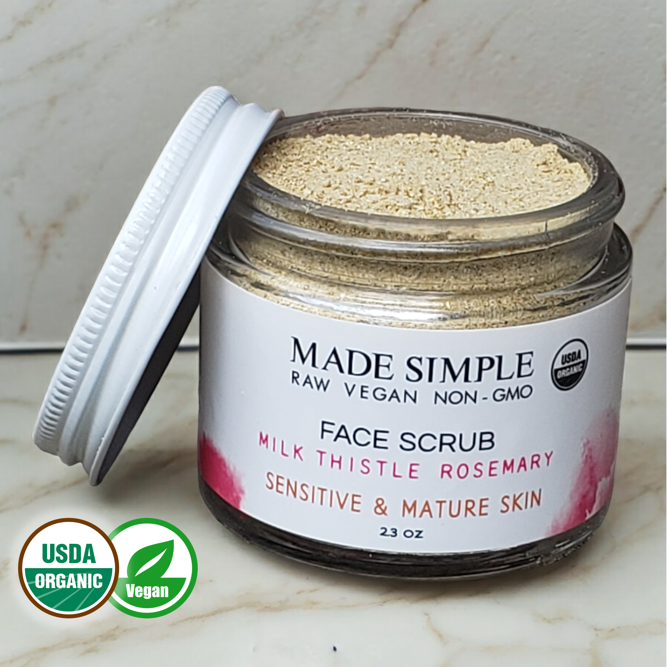 FACE SCRUB - Milk Thistle Rosemary for Sensitive/Mature Skin