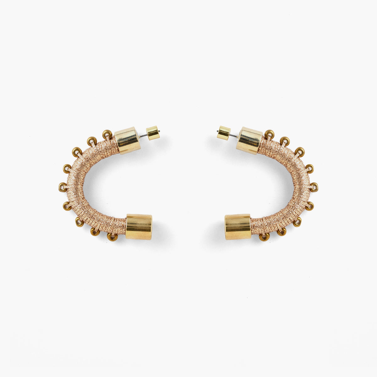 Pichulik Magi Earrings in Rose handcrafted arched rope and glass bead earrings — Petite Protea: ethically handmade jewelry online