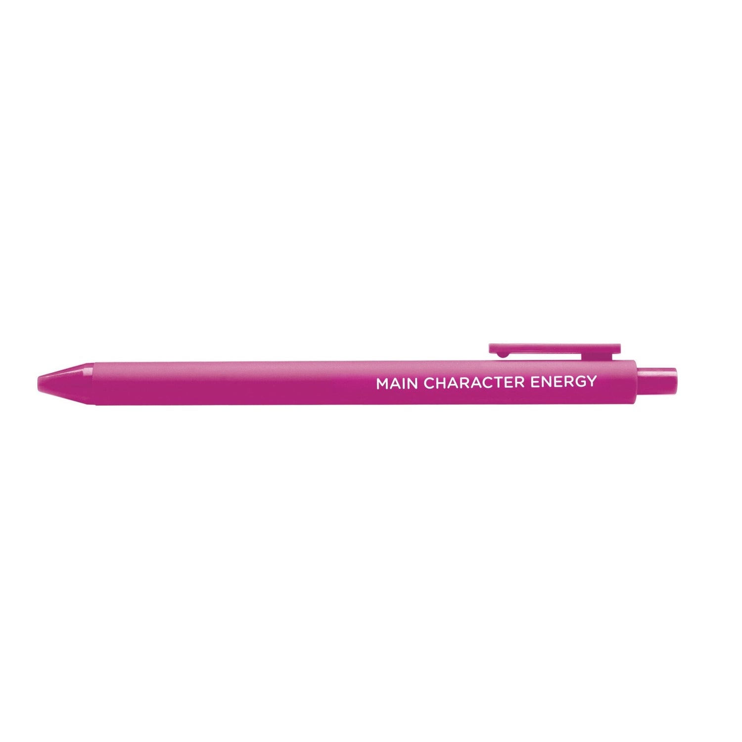 Main Character Energy pen — magenta barrel bookish gel pen for readers and book lovers by MangoIllustrated